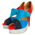 $1411 CHRISTIAN LOUBOUTIN Pitou 150 Veau Velours / Python Fresh Pumps, Size 38