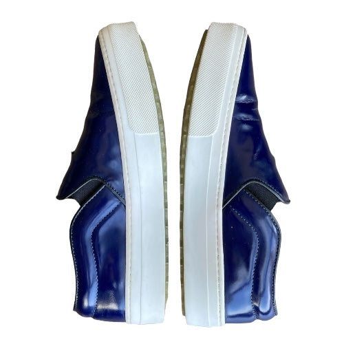 NEW CELINE Navy Patent Leather Slip On Sneakers, Size 36