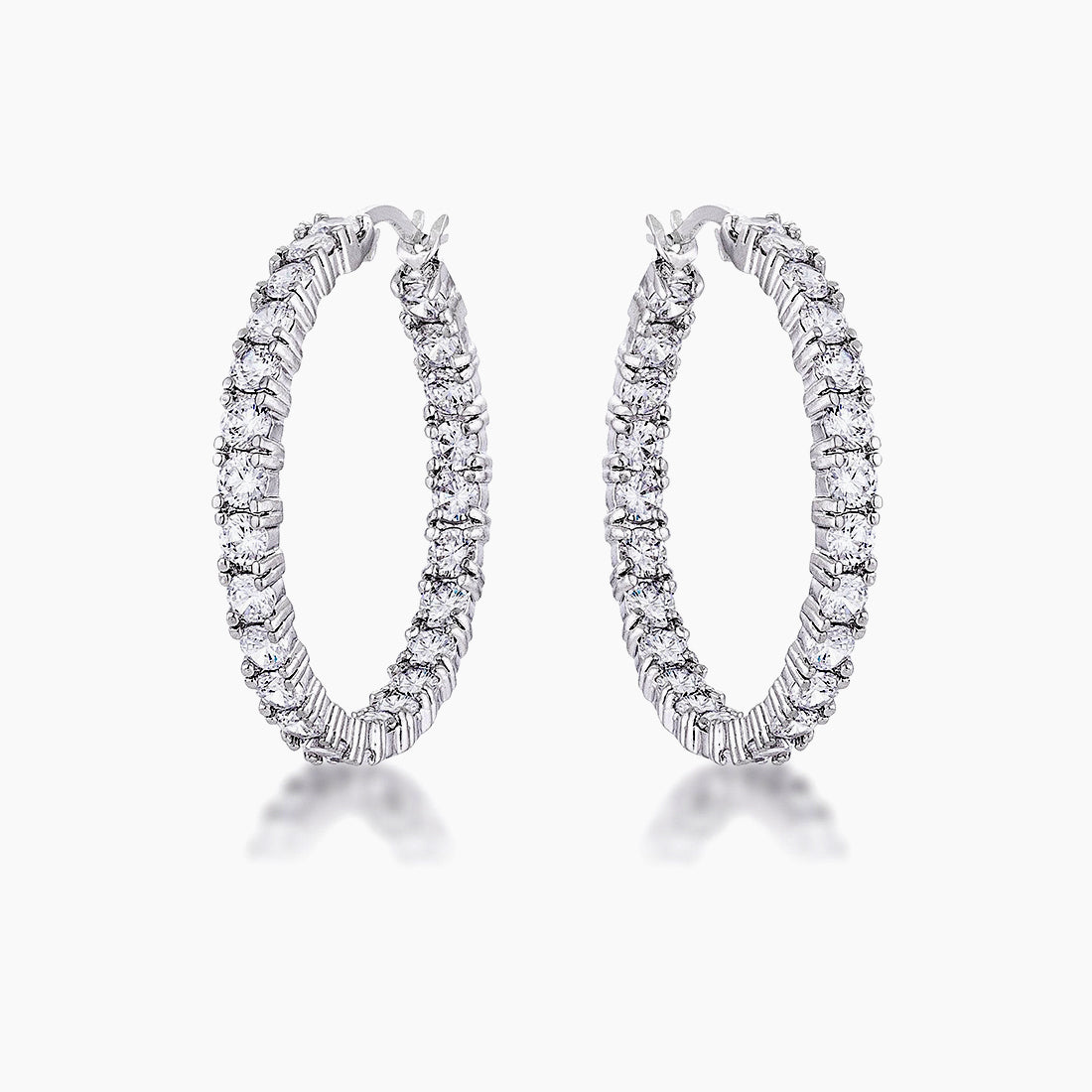 Kinsey 4.8ct CZ White Gold Rhodium Hoop Earrings