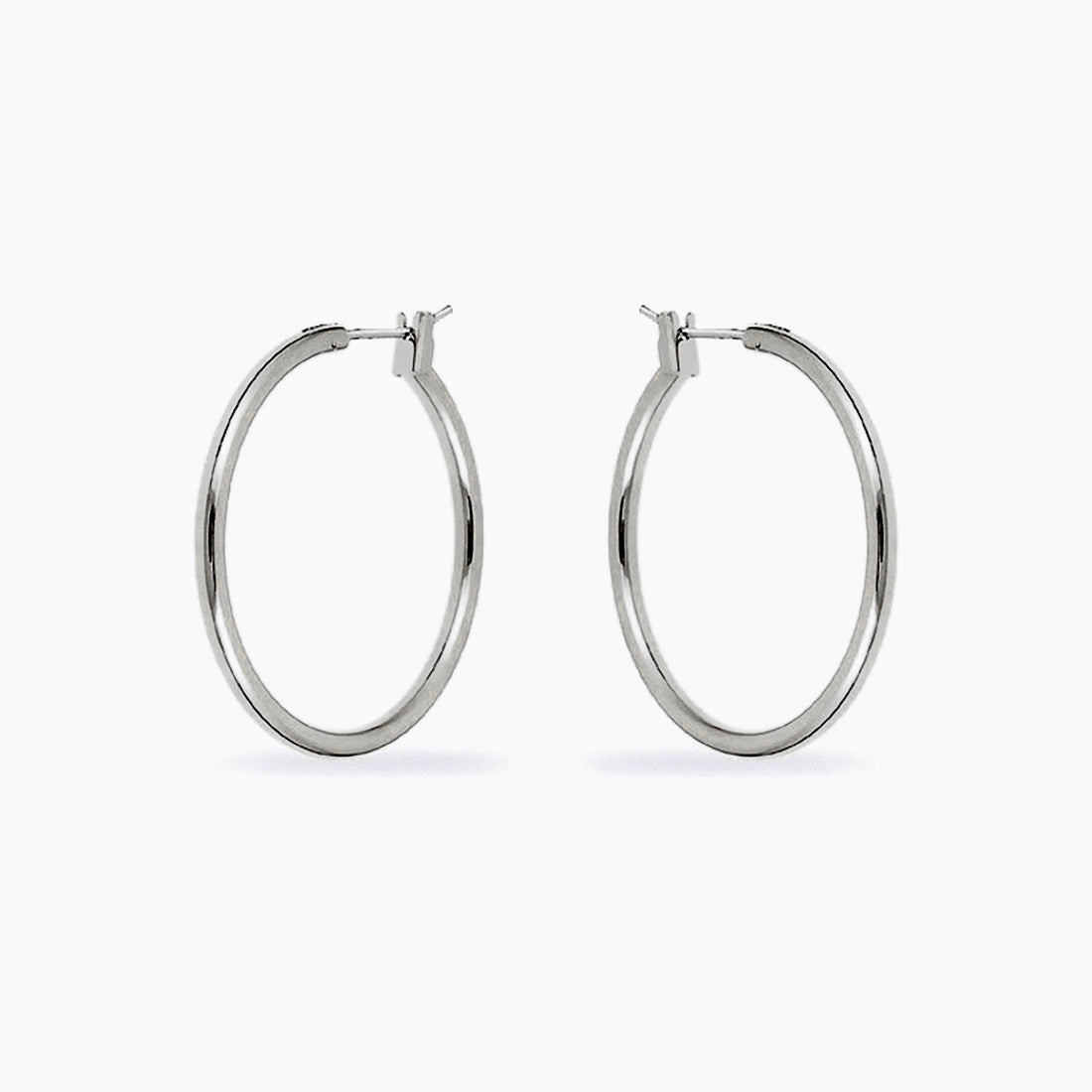 Yasmin White Gold Rhodium Medium Hoop Earrings