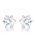 Reign 3.4ct CZ Rose Gold Stainless Steel Stud Earrings