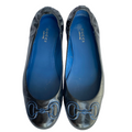 GUCCI Black Patent Leather Navy Horsebit Embroidered Ballet Flats, Size 36.5