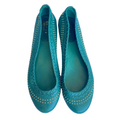 GUCCI Green Leather Gold Studded Ballet Flats, Size 35.5