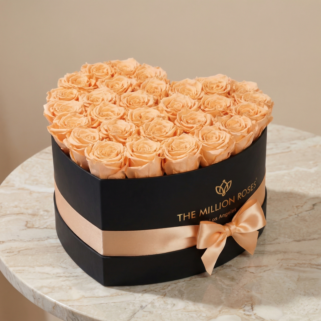 Heart Black Box | Peach Roses