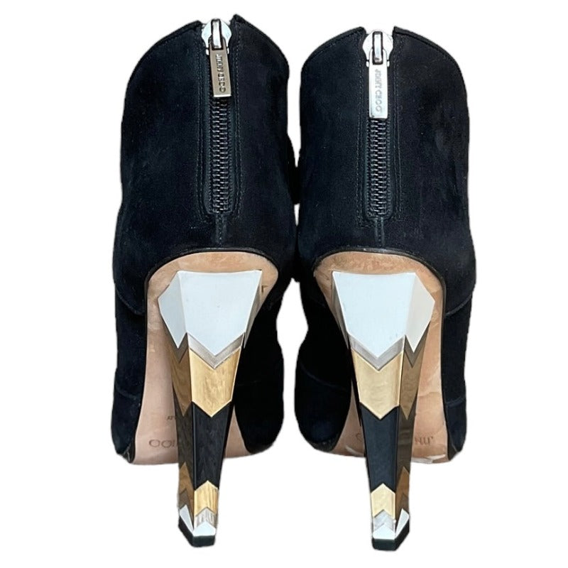 JIMMY CHOO Erica Black Suede Bow Detail Ankle Booties, Size 36