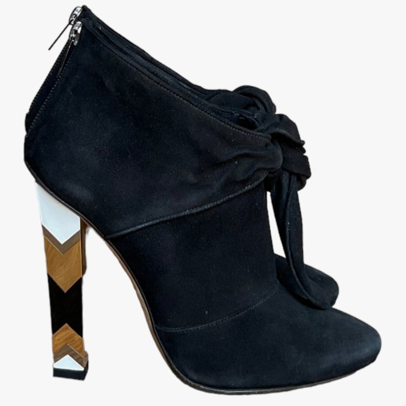 JIMMY CHOO Erica Black Suede Bow Detail Ankle Booties, Size 36