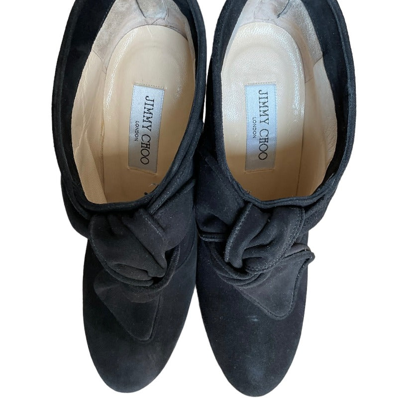 JIMMY CHOO Erica Black Suede Bow Detail Ankle Booties, Size 36