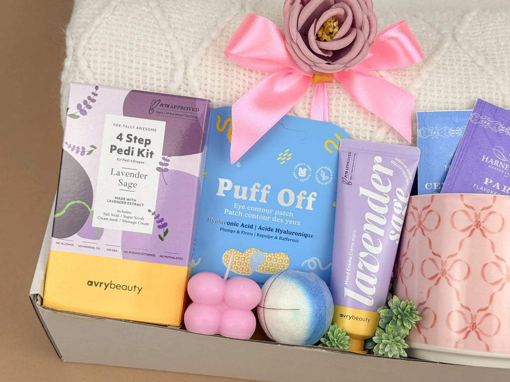 Self Care Gifts for Her – Luxury Lavender Spa & Blanket Set