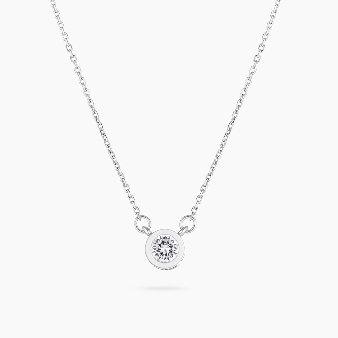 Sterling Silver Mini Bezel CZ Necklace