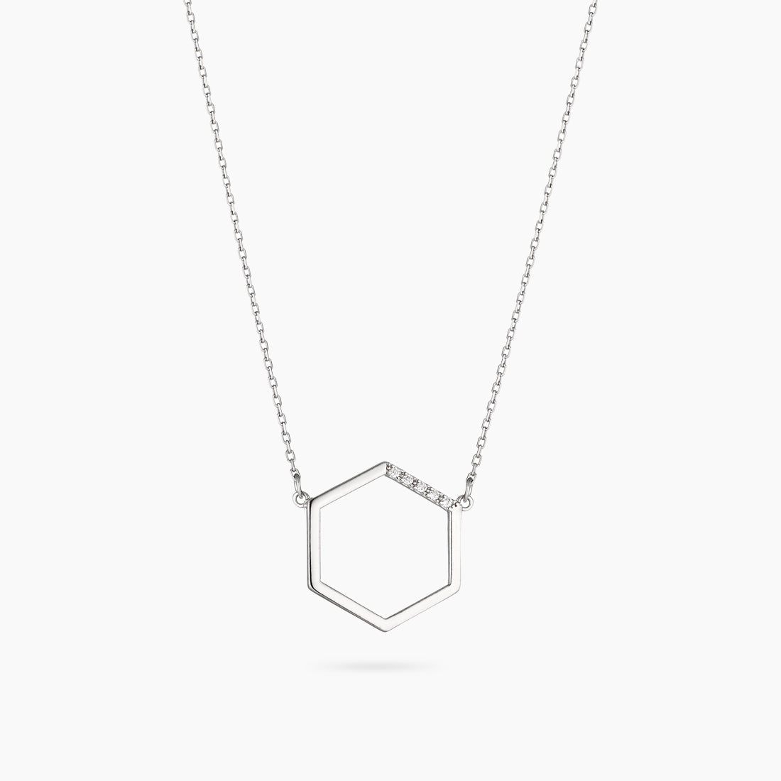 Dainty Sterling Silver Hexagon Necklace