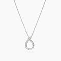 Sterling Silver Pave Open Teardrop Necklace