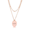 Rose Gold Plated Double Chain "HOPE' Necklace