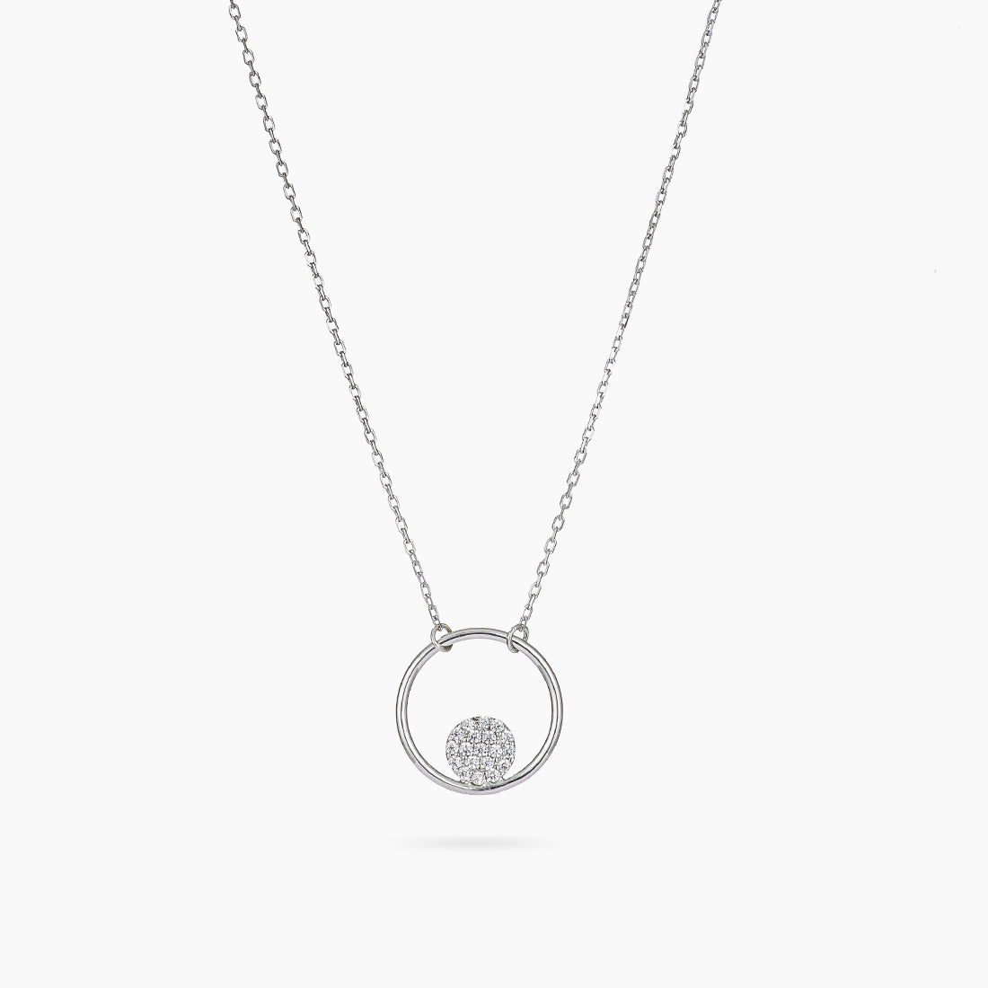 Sterling Silver Floating Pave CZ Necklace