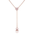 Rose Gold Plated Pink Ribbon "Y" Necklace