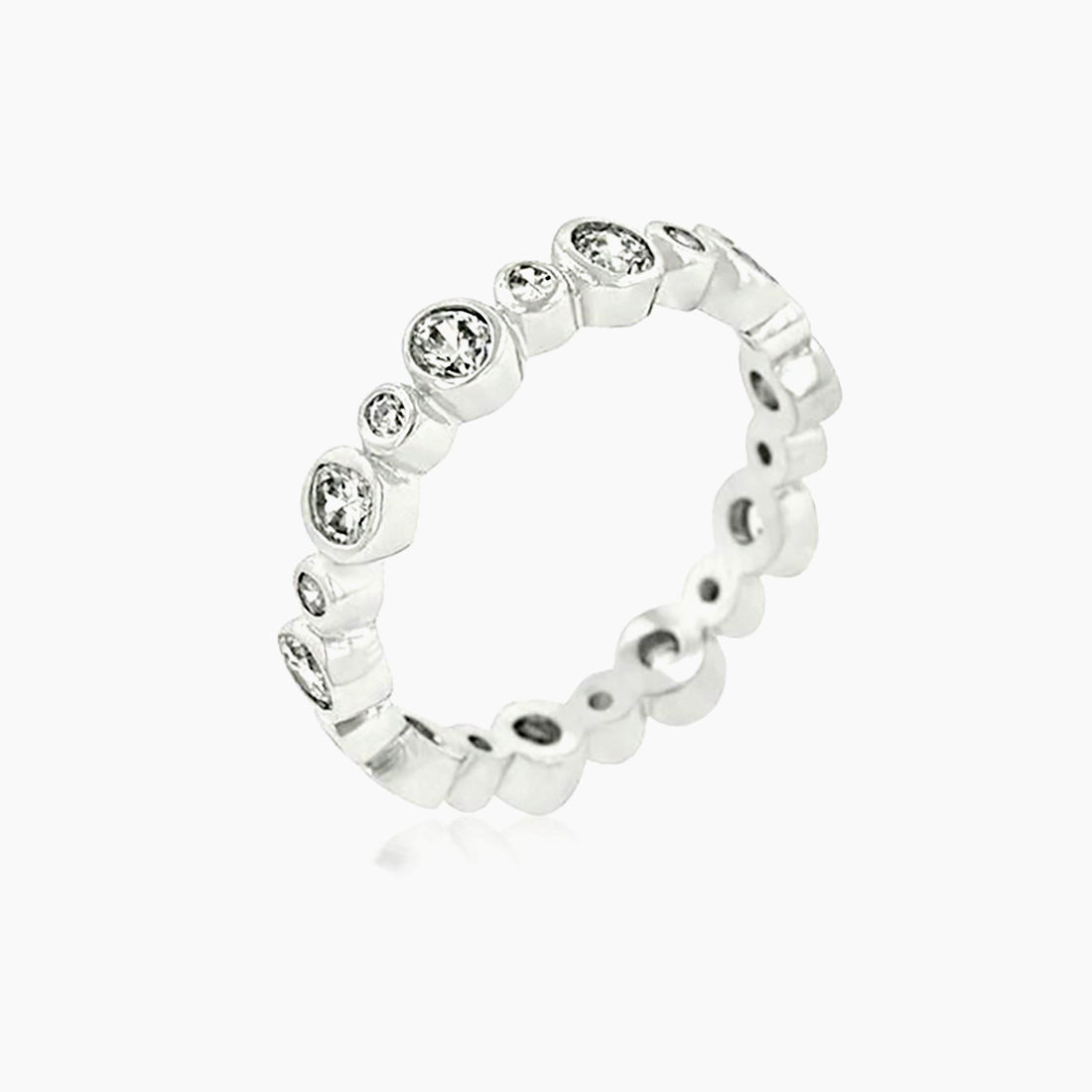 Alternating Bezel Linked Cubic Zirconia Eternity Band