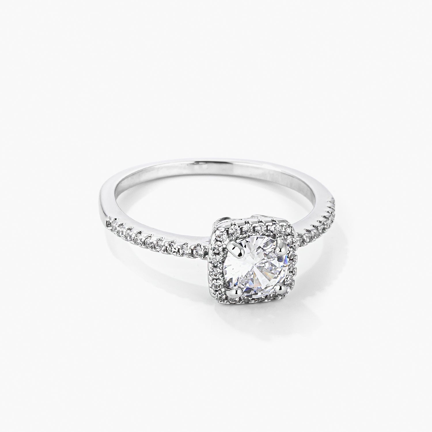 Josephine 2ct CZ White Gold Rhodium Vintage Micro Pave Engagement Ring