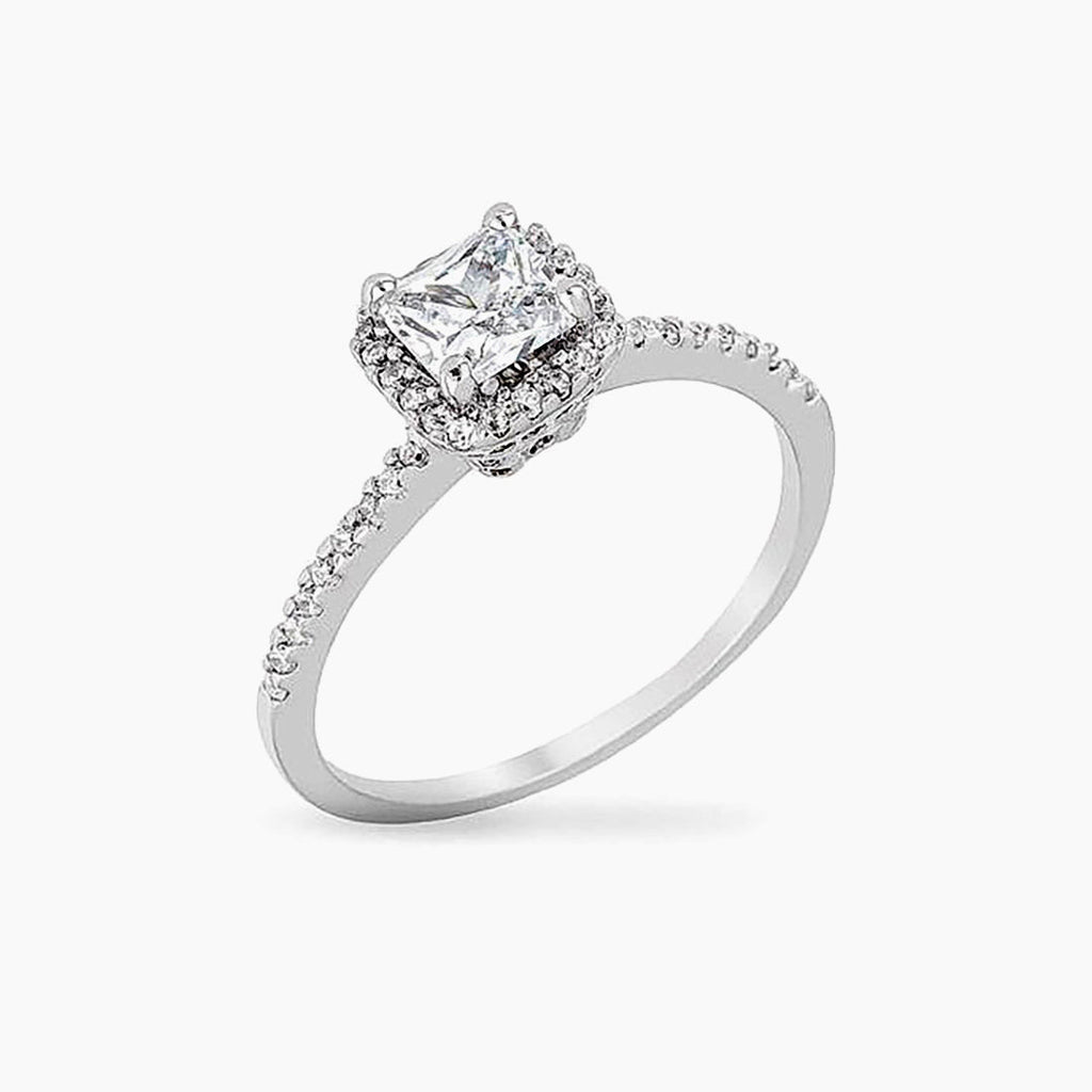 Josephine 2ct CZ White Gold Rhodium Vintage Micro Pave Engagement Ring
