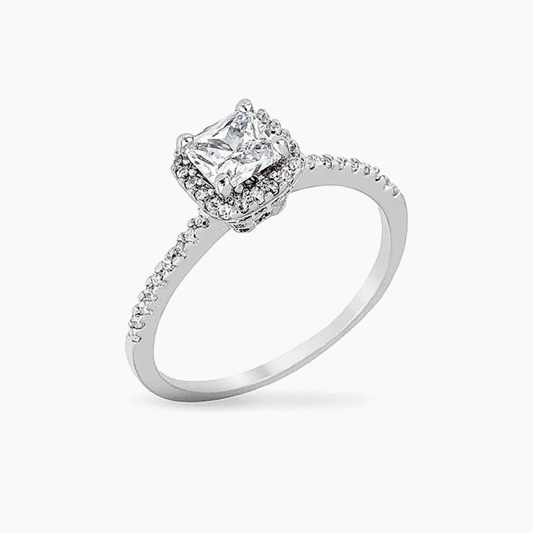 Josephine 2ct CZ White Gold Rhodium Vintage Micro Pave Engagement Ring