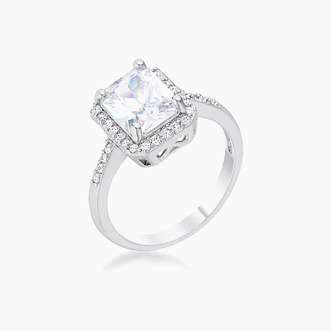 Ariana 2.95ct CZ Rhodium Classic Ring