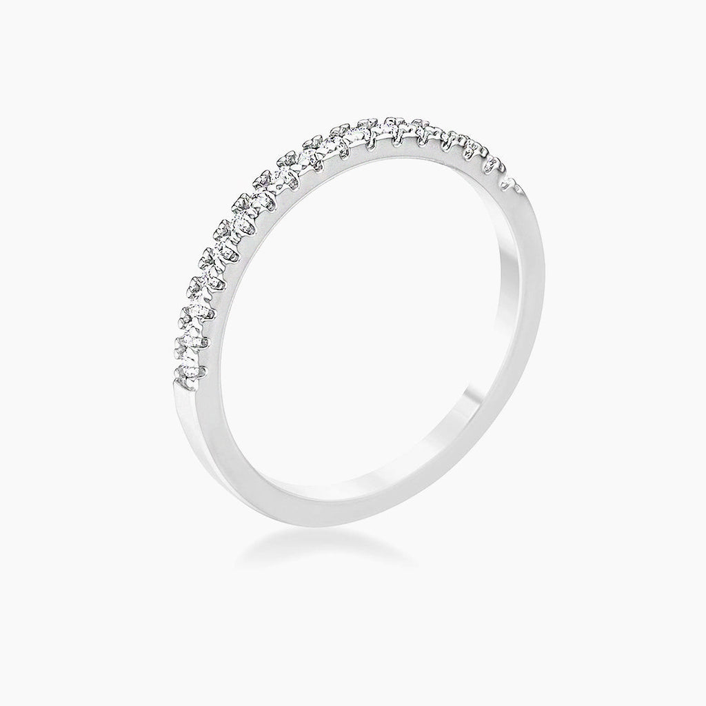 Rina 0.11ct CZ Rhodium Plated Delicate Band Ring