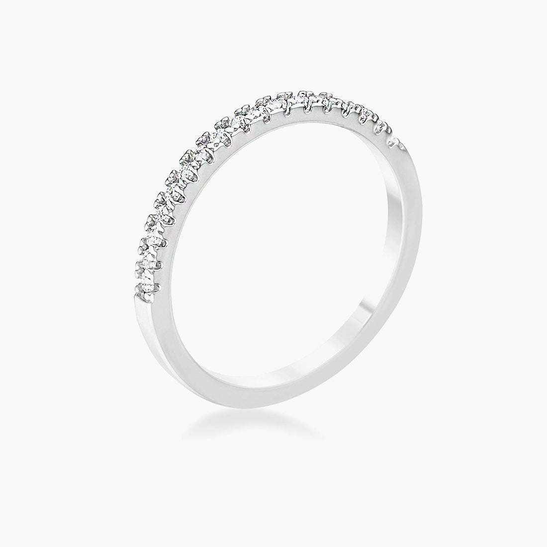 Rina 0.11ct CZ Rhodium Plated Delicate Band Ring