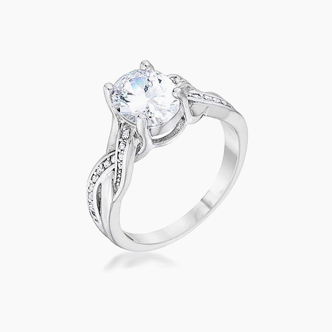 Justine 2ct CZ Rhodium Classic Oval Ring