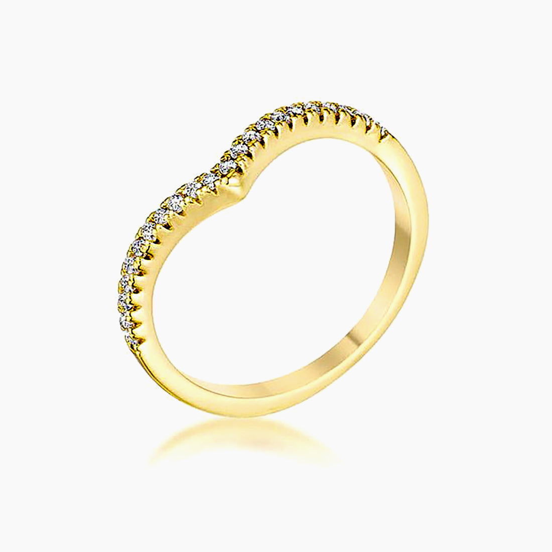 .22Ct Goldtone Chevron Ring with CZ
