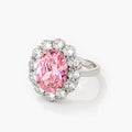 11.5Ct Rhodium Plated Pale Pink Oval Blossom Ring