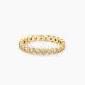 Gold Plated Dotted Clear CZ Round Bezel Eternity Ring