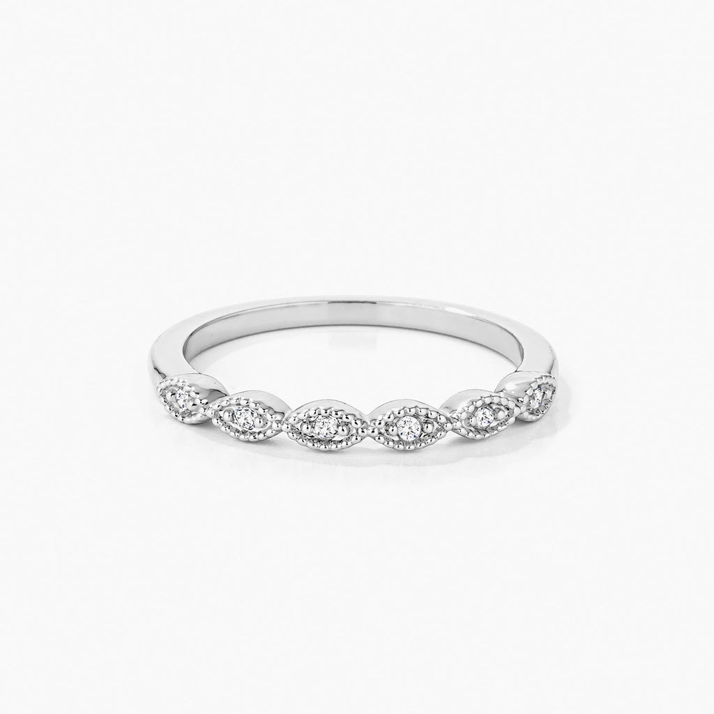 Rhodium Plated Sextus Marquise Delicate Stackable Ring