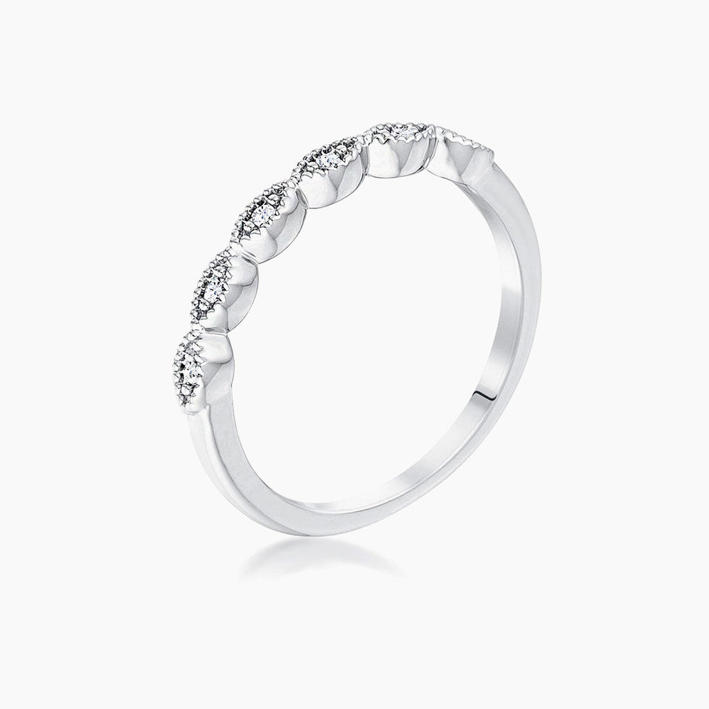 Rhodium Plated Sextus Marquise Delicate Stackable Ring