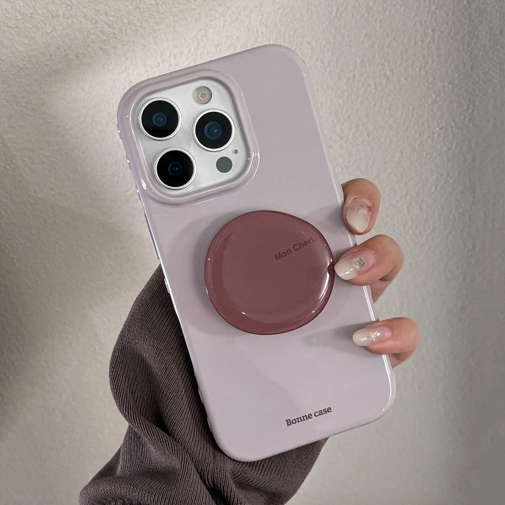 Korean Style Simple Solid Colors With Bracket Soft Phone Case For iPhone