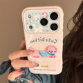 Korean Pink Splashed Ink 3D Cute Cartoon Embroidery Kitten Soft Phone Case For iPhone