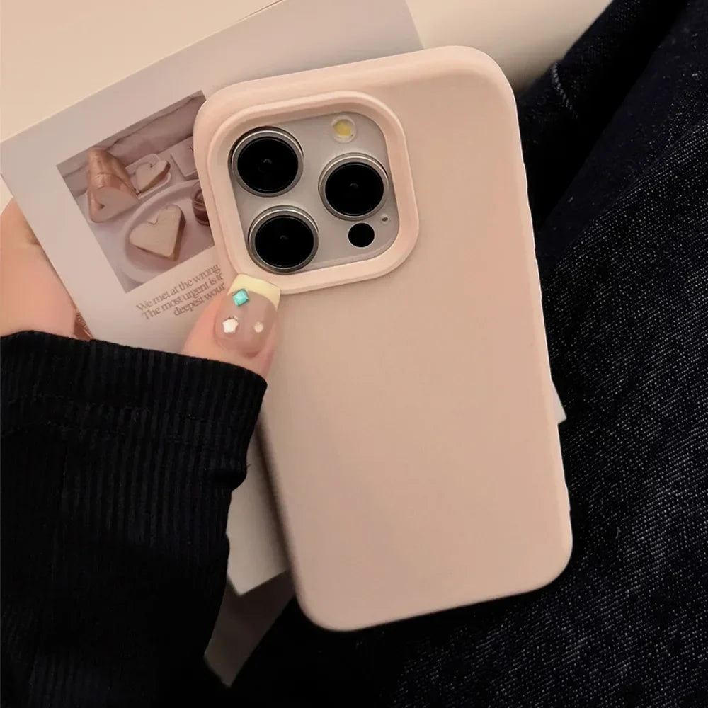 Dopamine-Inspired Silicone Solid Color Simple Fashion Phone Case For iPhone