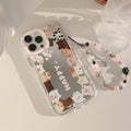 Korean Make Up Mirror Cartoon Kitten Phone Case Lanyard For iPhone