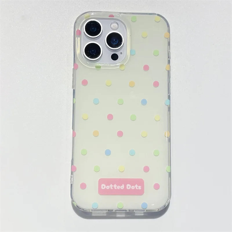 Korea Colorful Polka Dot Phone Case With Chain Bracelet For iPhone