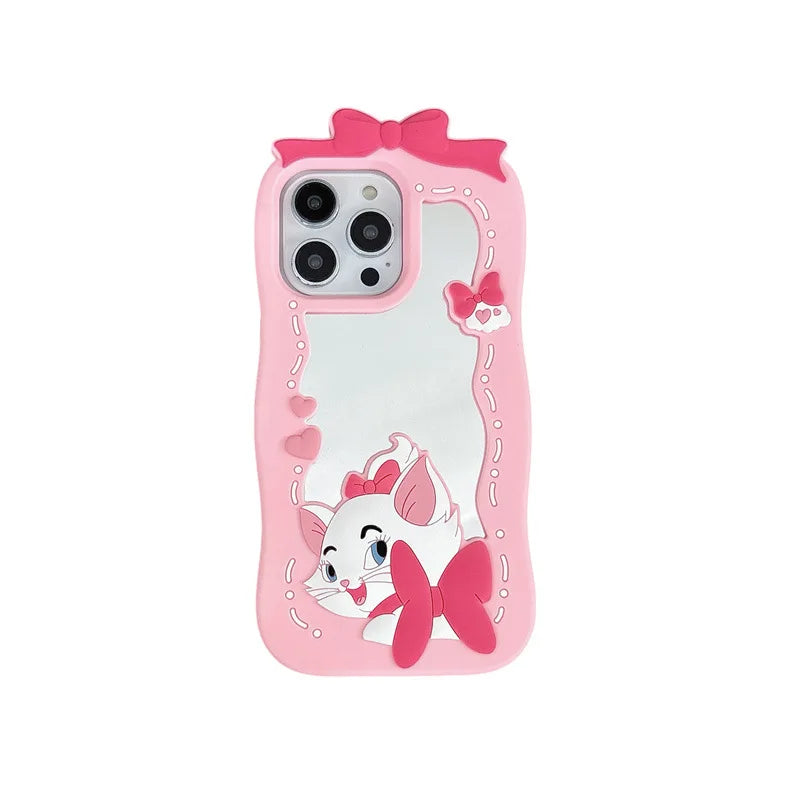Kawaii Cartoon Cat Silicone Mirro Phone Case For iPhone