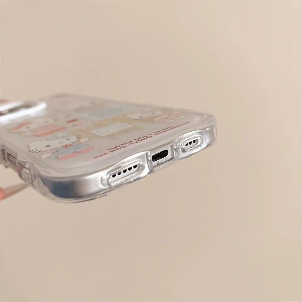 Cartoon Hello Kitty Cute Cats Shockproof Candy Clear Pink Phone Case