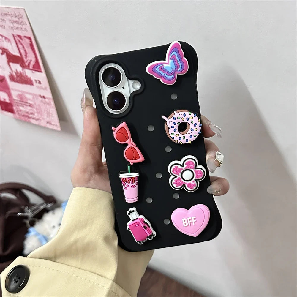 Crocs Charms Cute DIY Holes Silicone Soft Phone Case