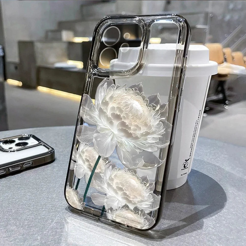 Lotus Flower Transparent Phone Case For iPhone