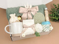 Luxury Gift Boxes – Soft Sage Blanket, Candle & Tea Set