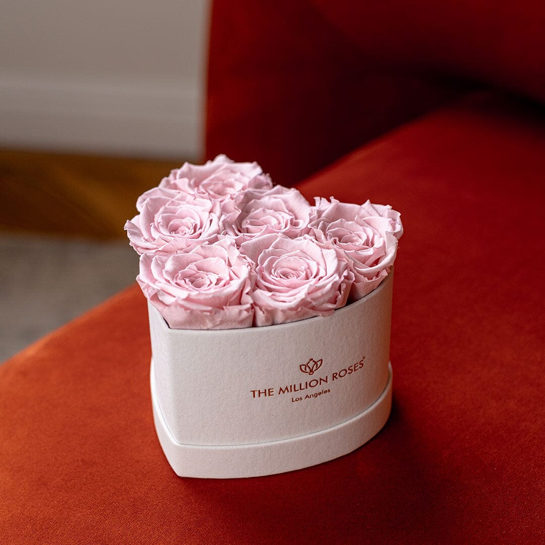 Baby Heart Beige Suede Box | Light Pink Roses