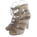 GUCCI Jasmine Beige Suede Lace Up Espadrille Heeled Sandals, Size 36.5