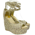 HERMES Earth Tones Braided Leather Ankle Strap Wedges Sandals, Size 40