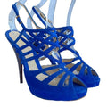 FENDI Royal Blue Suede Strappy Cage Slingback Platform Sandals, Size 40