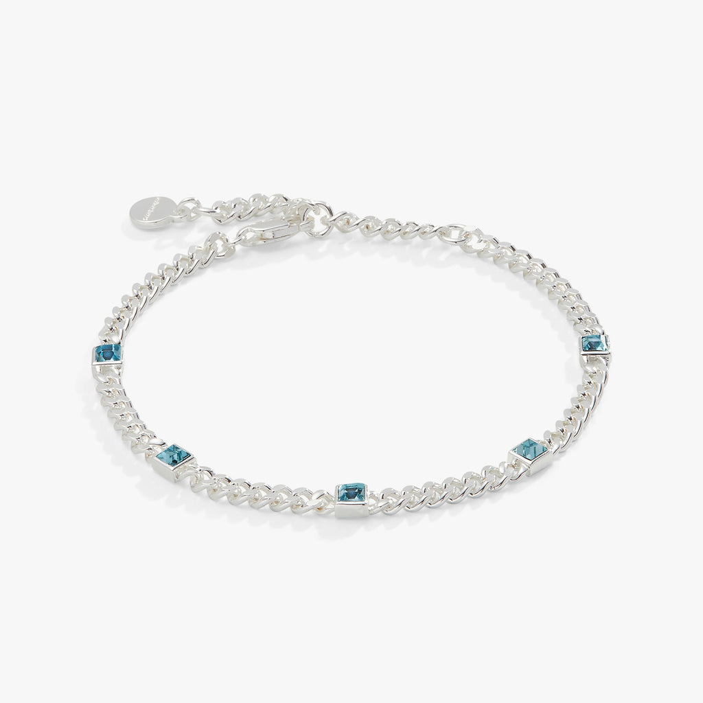 March Birthstone Aquamarine Curb Chain Bracelet