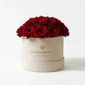 Classic Beige Suede Dome Box | Red Roses