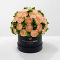 Classic Black Box | Peach Persian Buttercups & Green Hydrangeas