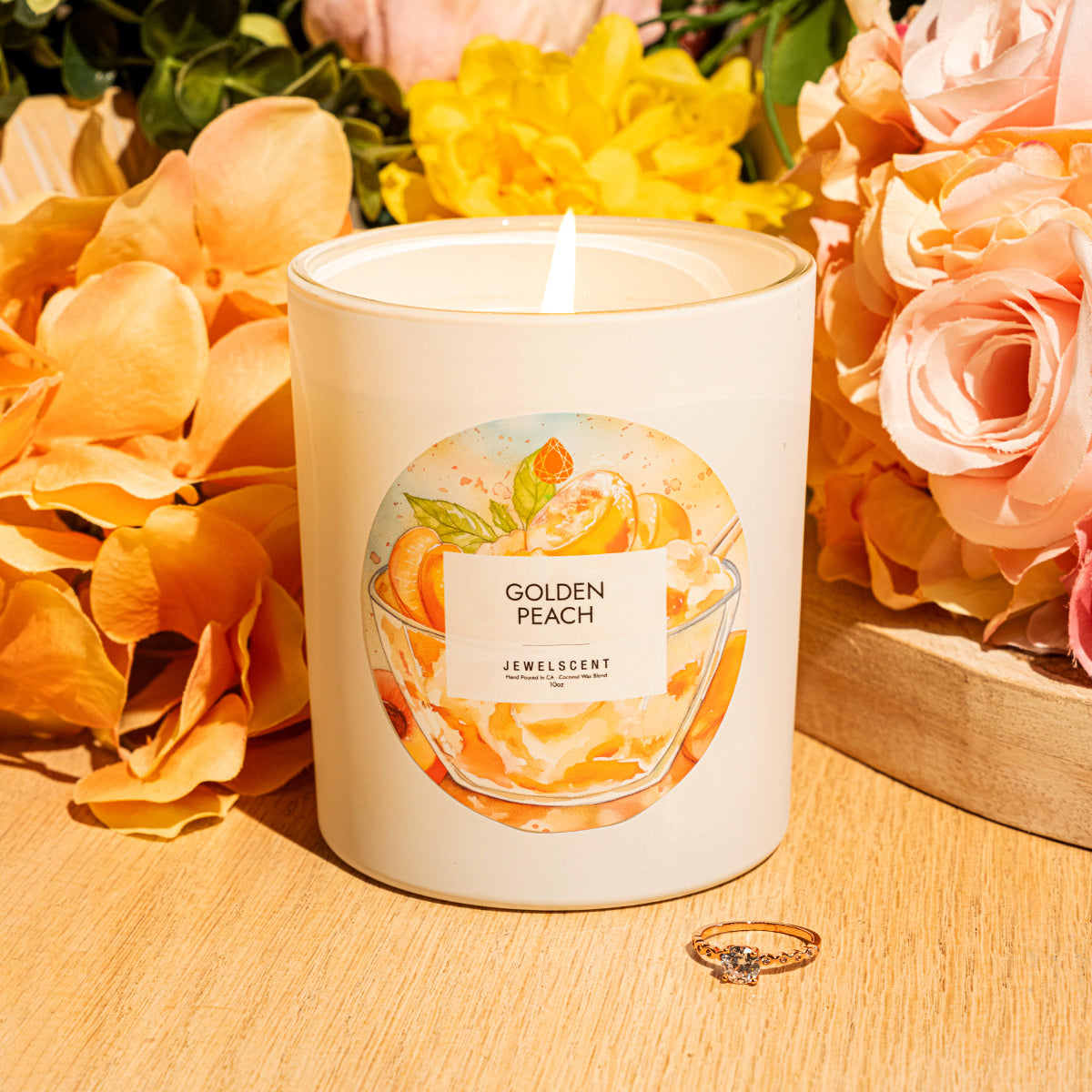 Golden Peach 10oz Mystery Jewelry  Candle