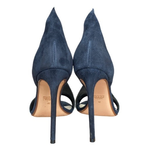 FRANCESCO RUSSO Riso 87 Black  Suede Greige Nubuck D’Orsay Open Toe Sandals, 37